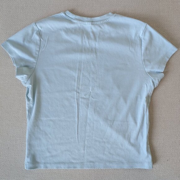 *2/$20* Uniqlo 90's y2k Light Blue Cotton Baby Tee, Size L - Picture 3 of 9